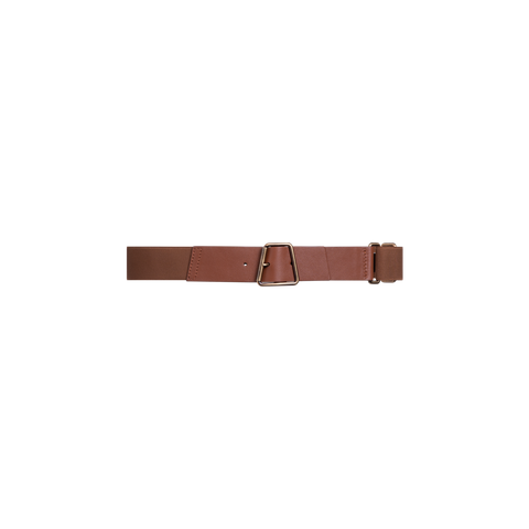 Leather and Elastic Belt with Trapezoid Buckle
