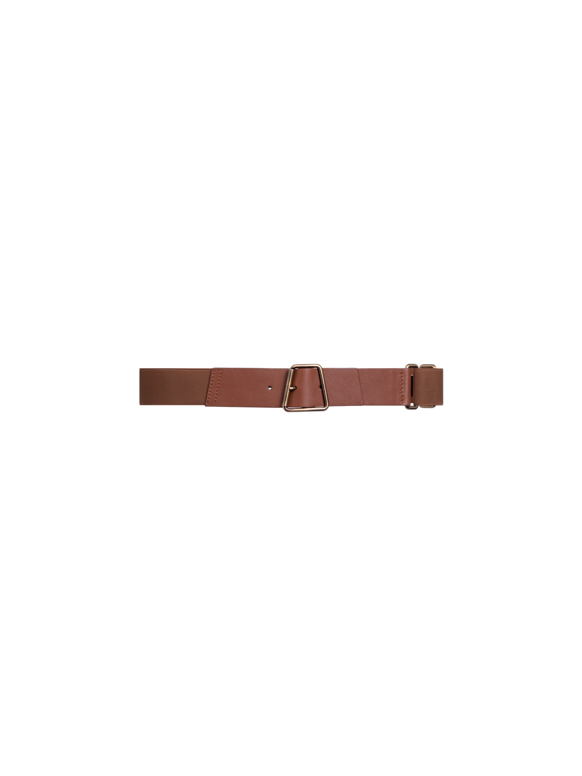 Designer Elastischer Ledergürtel mit Trapez-Schnalle - Braun