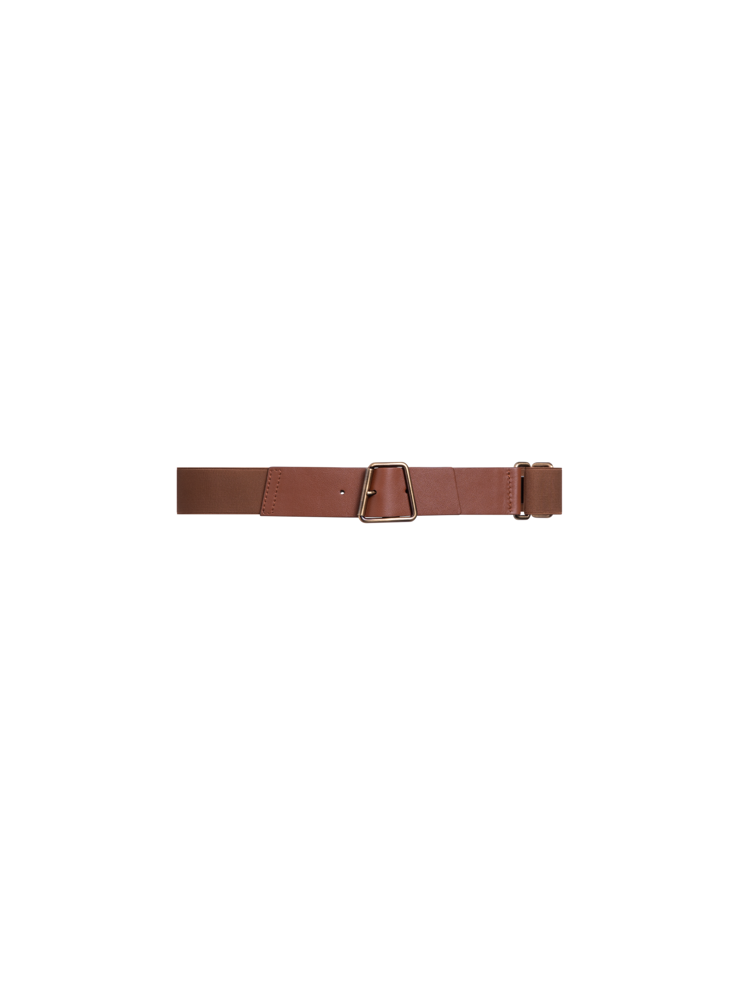 Designer Elastischer Ledergürtel mit Trapez-Schnalle - Braun
