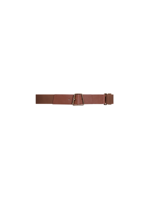 Designer Elastischer Ledergürtel mit Trapez-Schnalle - Braun