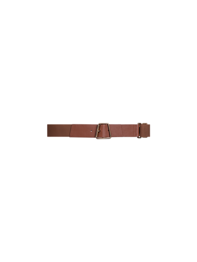 Designer Elastischer Ledergürtel mit Trapez-Schnalle - Braun