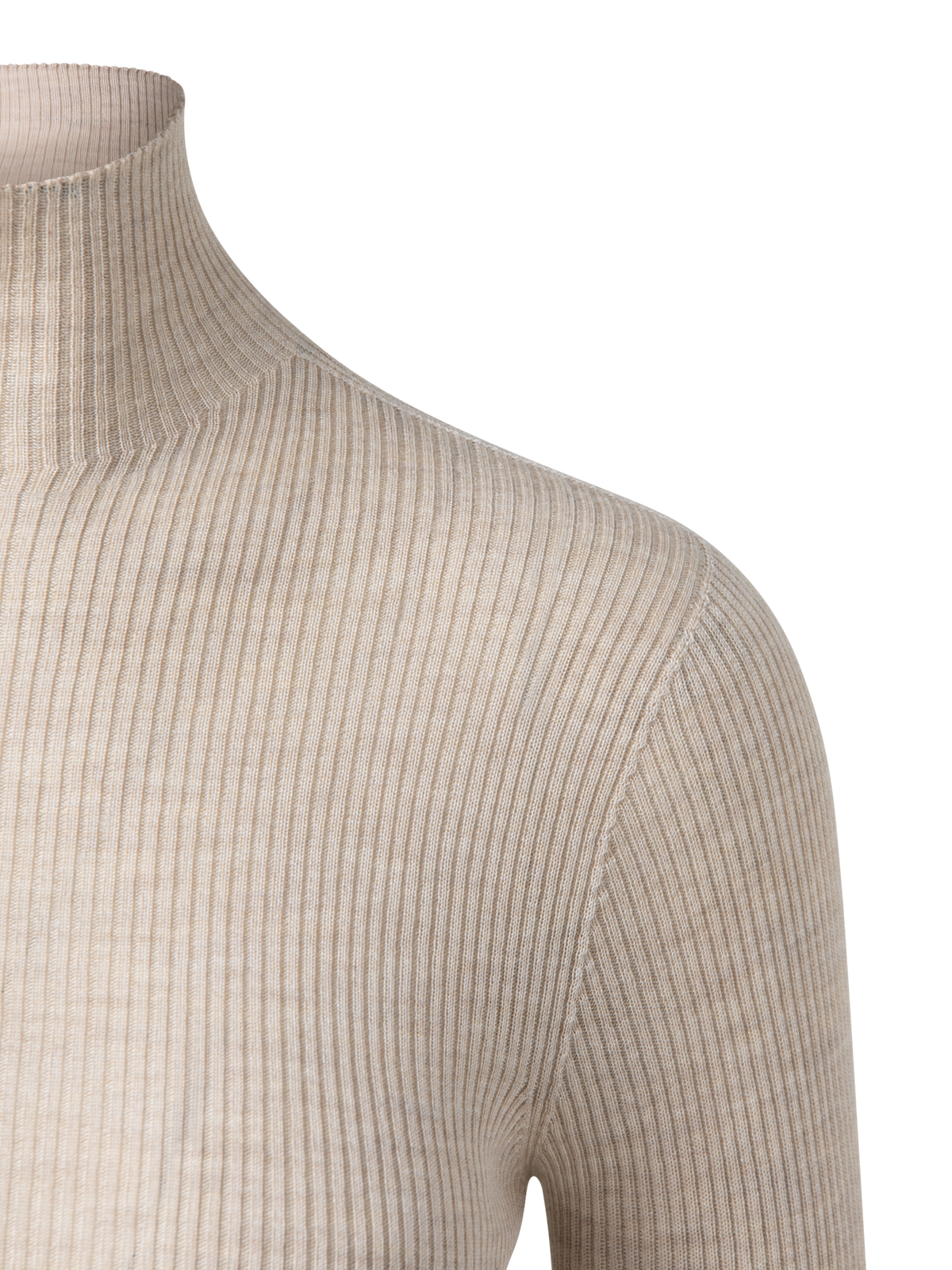 Designer Kaschmir-Seiden-Pullover mit Stehkragen - Beige