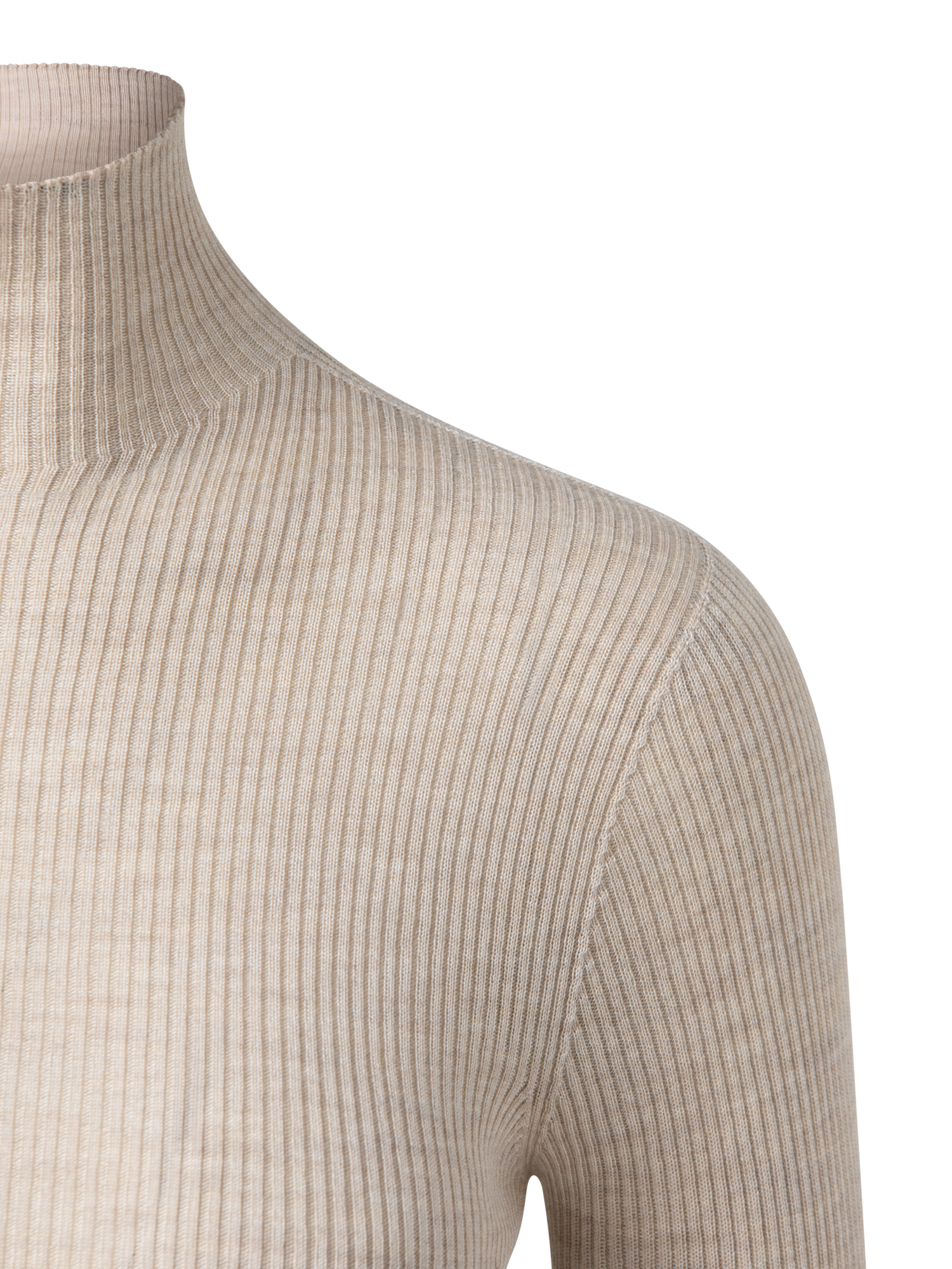 Designer Kaschmir-Seiden-Pullover mit Stehkragen - Beige