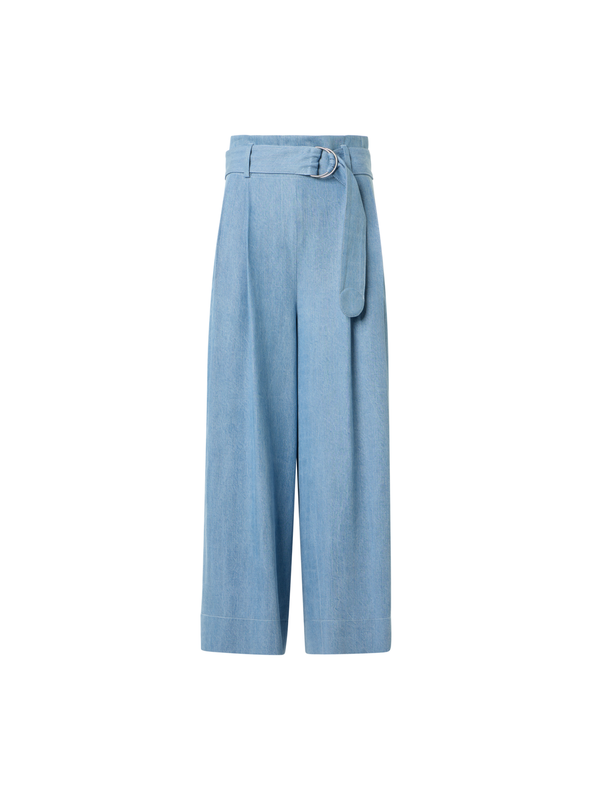 Designer Fiorella plissierte Denim-Culotte mit weitem Bein - Blau