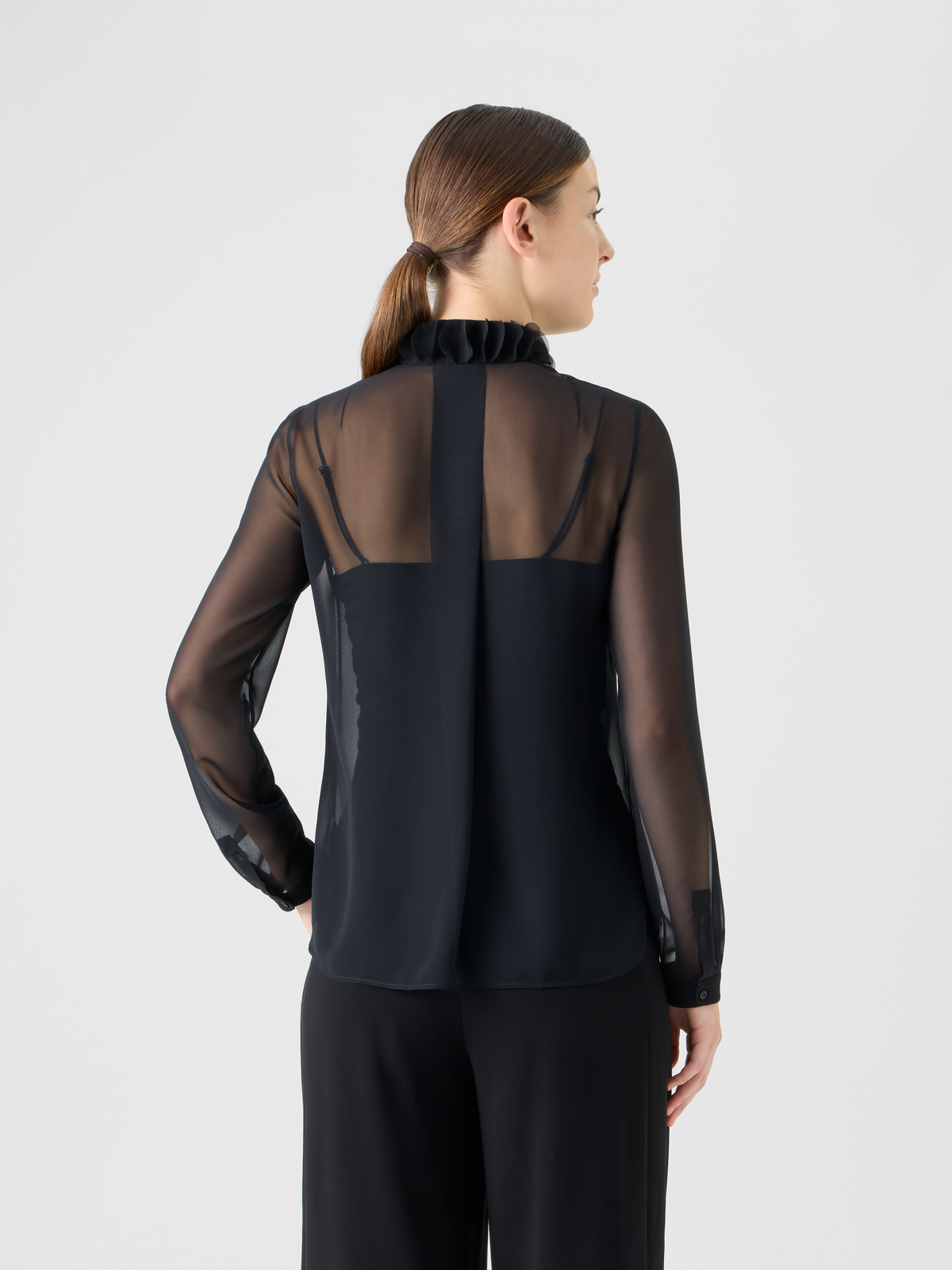 Designer Georgette-Bluse mit 3D-Punktverzierung - Schwarz #editorial