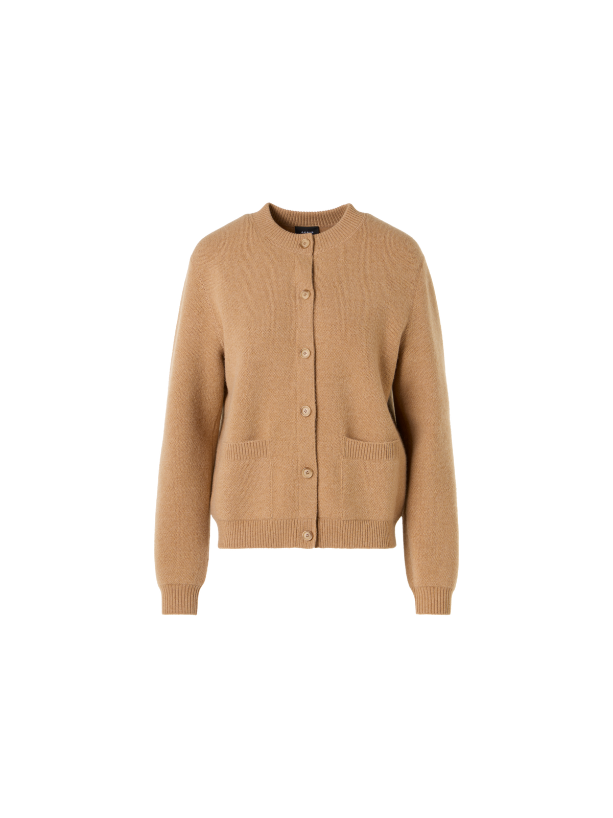 Designer Langärmelige Strickjacke aus Kaschmir-Piqué - Braun