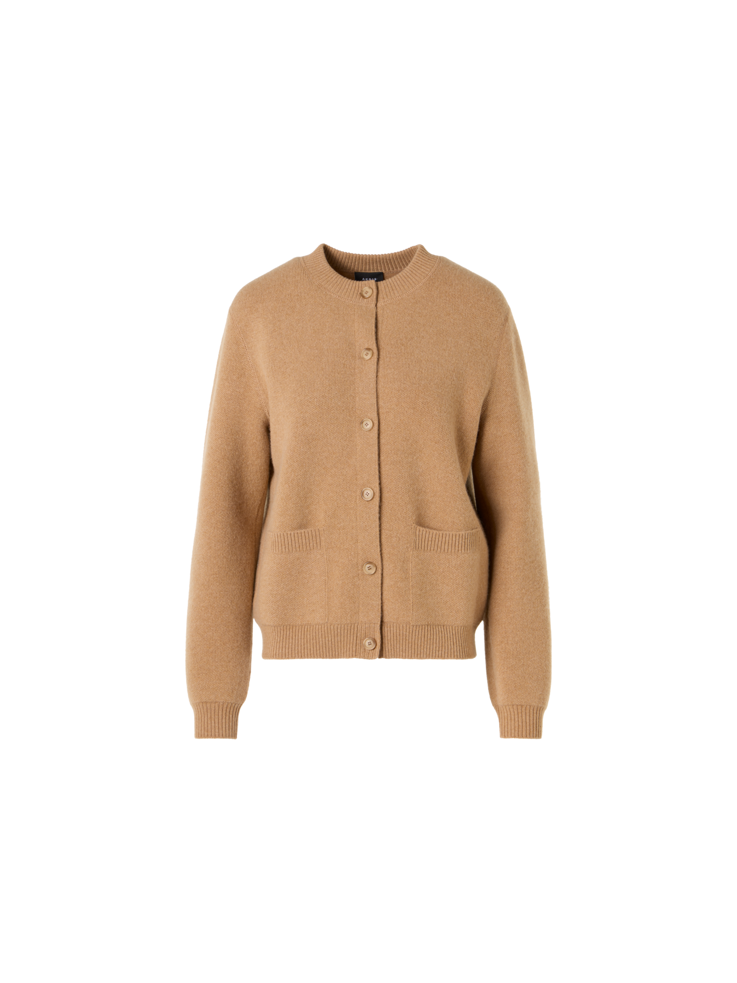Designer Langärmelige Strickjacke aus Kaschmir-Piqué - Braun