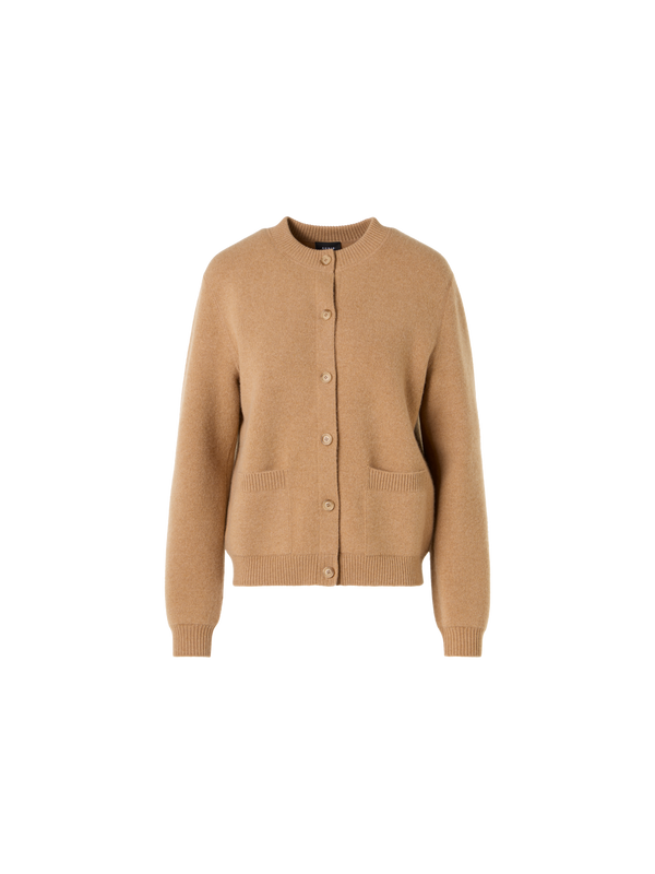 Designer Langärmelige Strickjacke aus Kaschmir-Piqué - Braun
