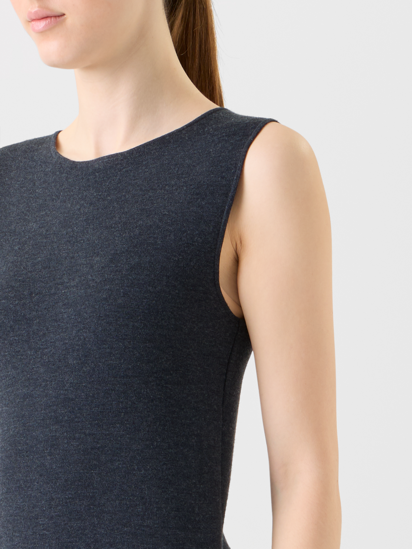 Designer Milano Wolle Strick Schlauchkleid - Grau 