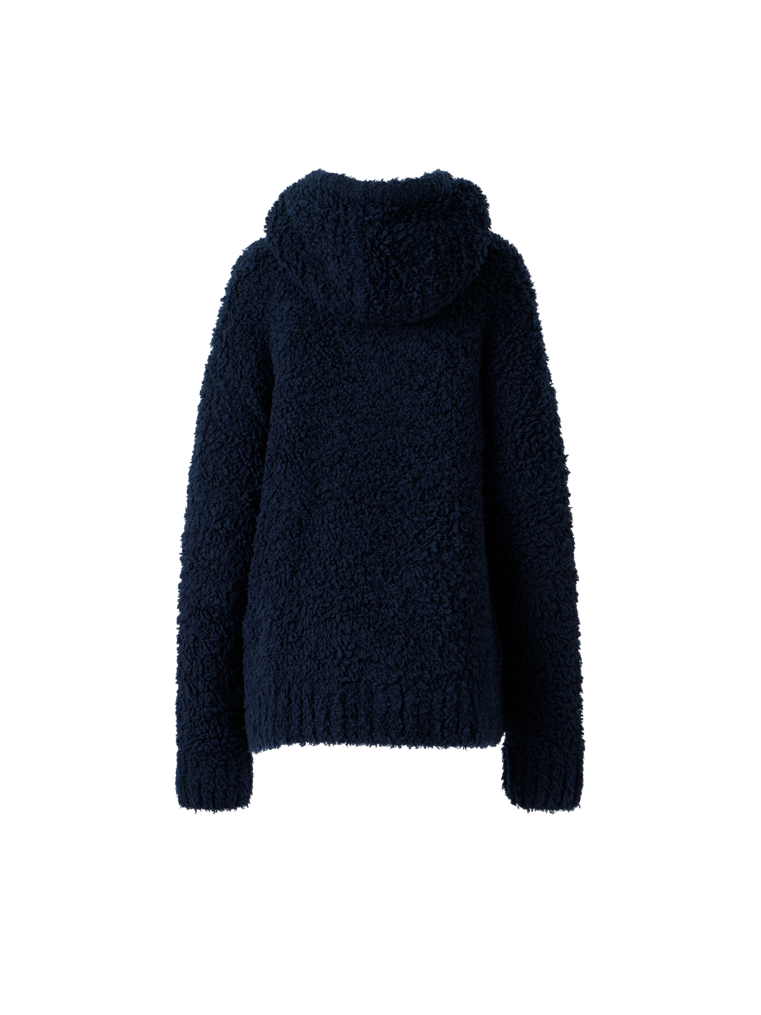 Designer Oversized Fantasiestrick Woll Kapuzenpulli - Dunkelblau - Blau