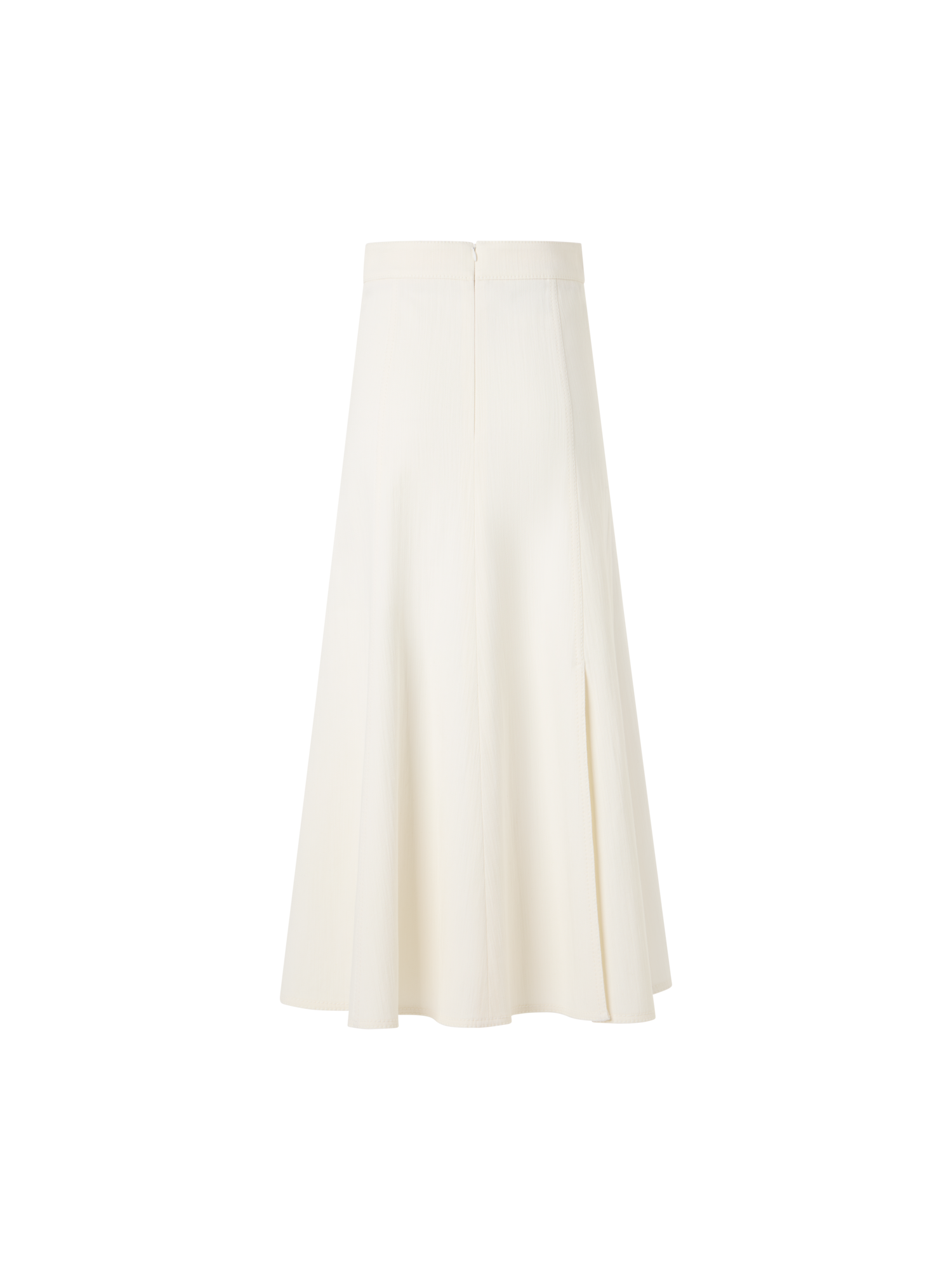 Designer Ausgestellter Midirock aus Baumwoll-Stretch-Denim - Weiss