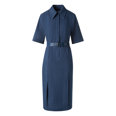 Kurzarm-Hemdkleid aus Baumwoll-Denim