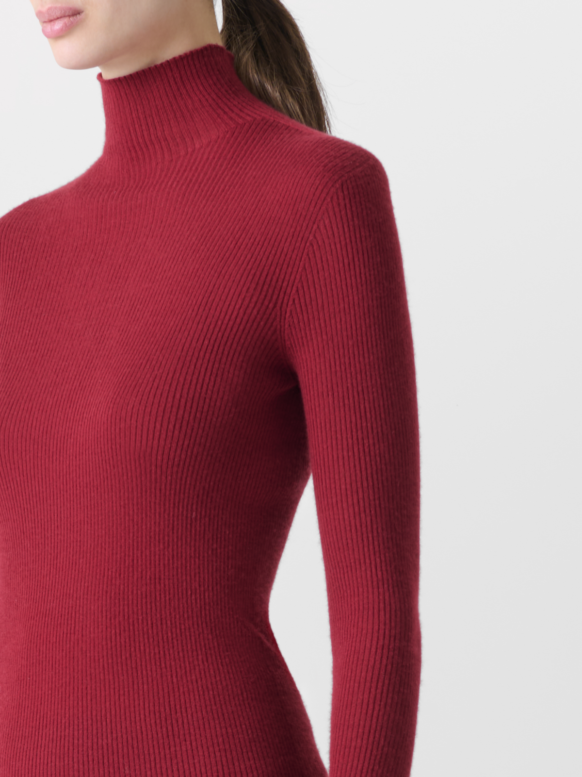 Designer Feinripp-Pullover aus Kaschmirseide mit Stehkragen - Rot #editorial