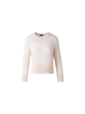 Designer Kaschmir-Seiden-Pullover mit verkürzten Ärmeln - Beige