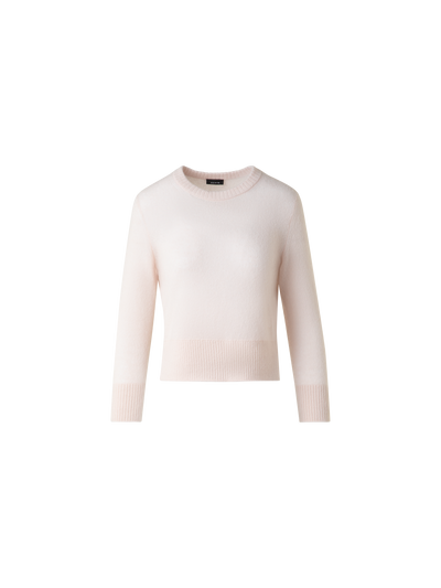 Designer Kaschmir-Seiden-Pullover mit verkürzten Ärmeln - Beige