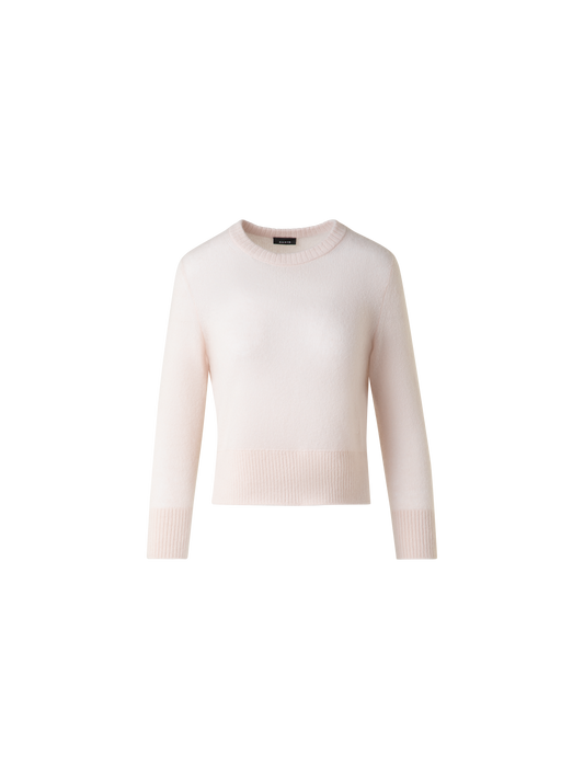 Designer Kaschmir-Seiden-Pullover mit verkürzten Ärmeln - Beige