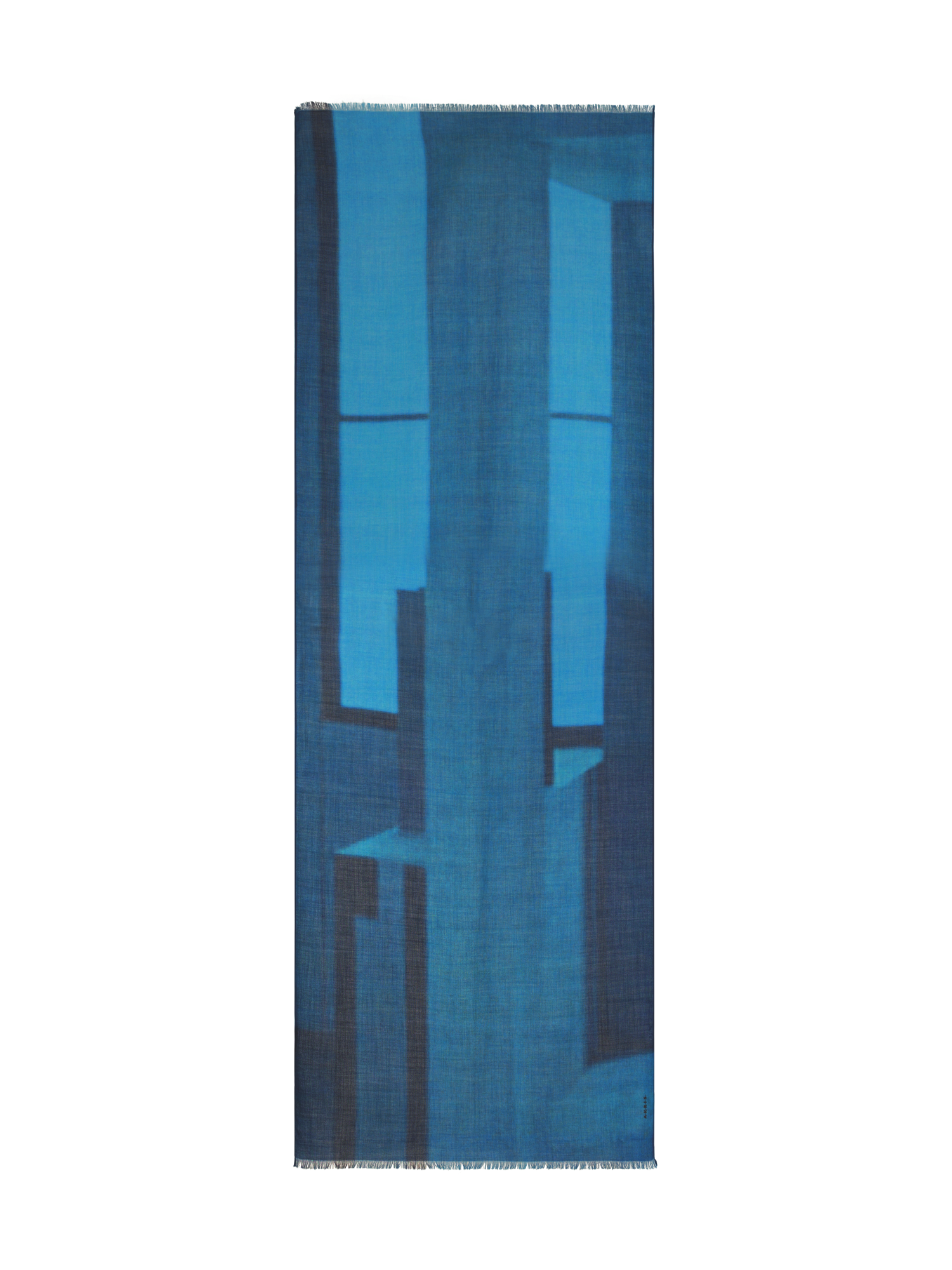 Designer Schal aus Kaschmir und Seide mit Window Druck - Blau