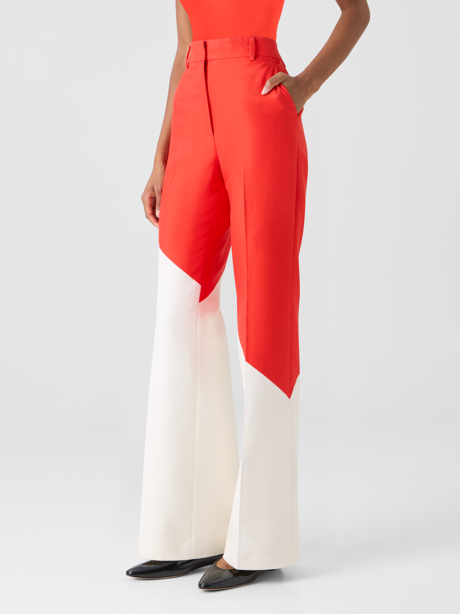 Designer Florine gerade Wide Leg Hose mit Polygon-Druck - Bunt