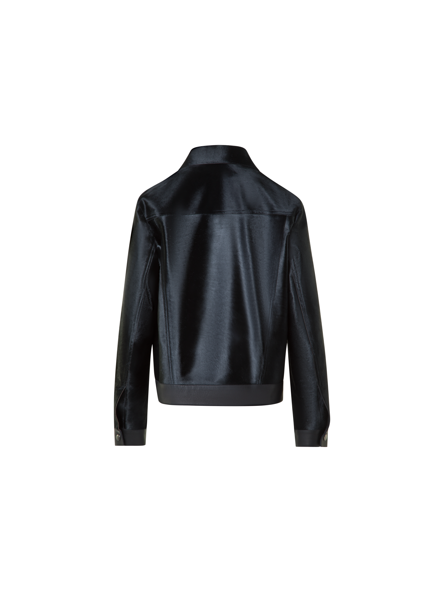 Designer Kurze Shearling-Jacke mit Lederbesatz - Schwarz