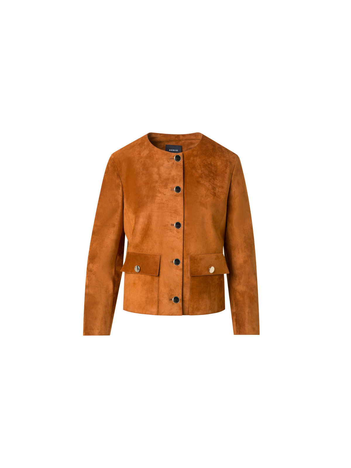 Designer Wildlederjacke mit goldenen Knöpfen - Braun