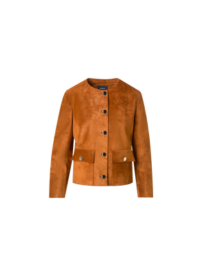 Designer Wildlederjacke mit goldenen Knöpfen - Braun
