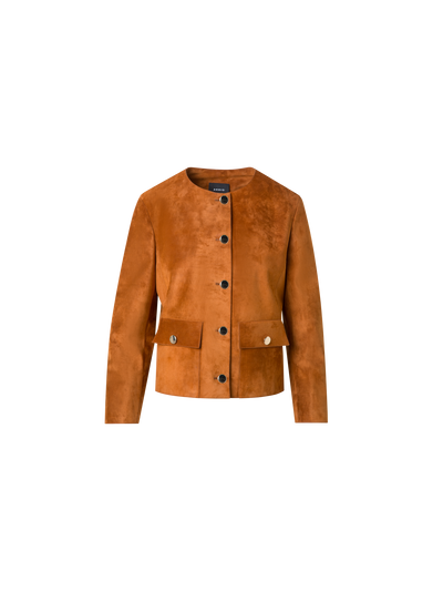 Designer Wildlederjacke mit goldenen Knöpfen - Braun