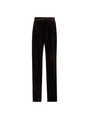 Designer Gerade Hose aus Cord mit elastischem Bund - Braun