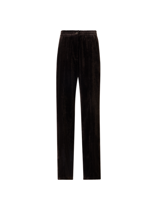 Designer Gerade Hose aus Cord mit elastischem Bund - Braun