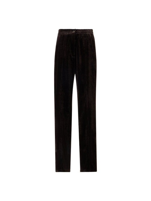 Designer Gerade Hose aus Cord mit elastischem Bund - Braun