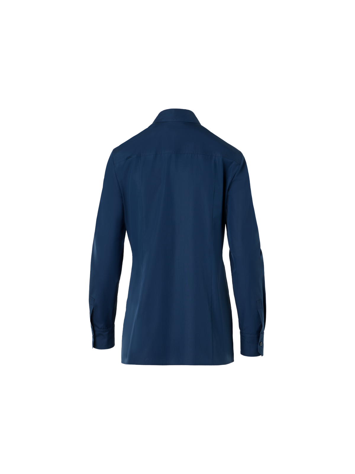 Designer Bluse aus Baumwollpopeline mit plissierter Vorderseite - Blau