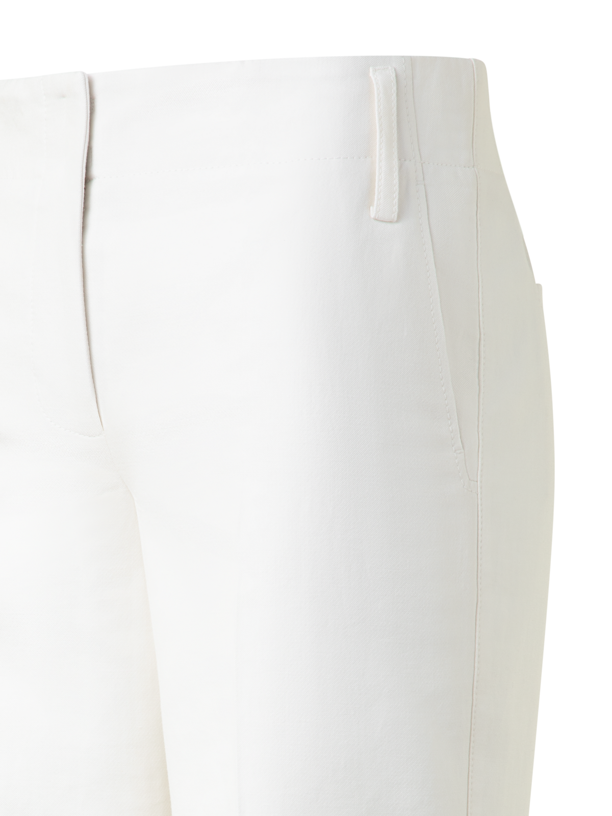 Designer Tapered Hose aus Baumwoll-Seiden-Doubleface - Ecru - Weiss