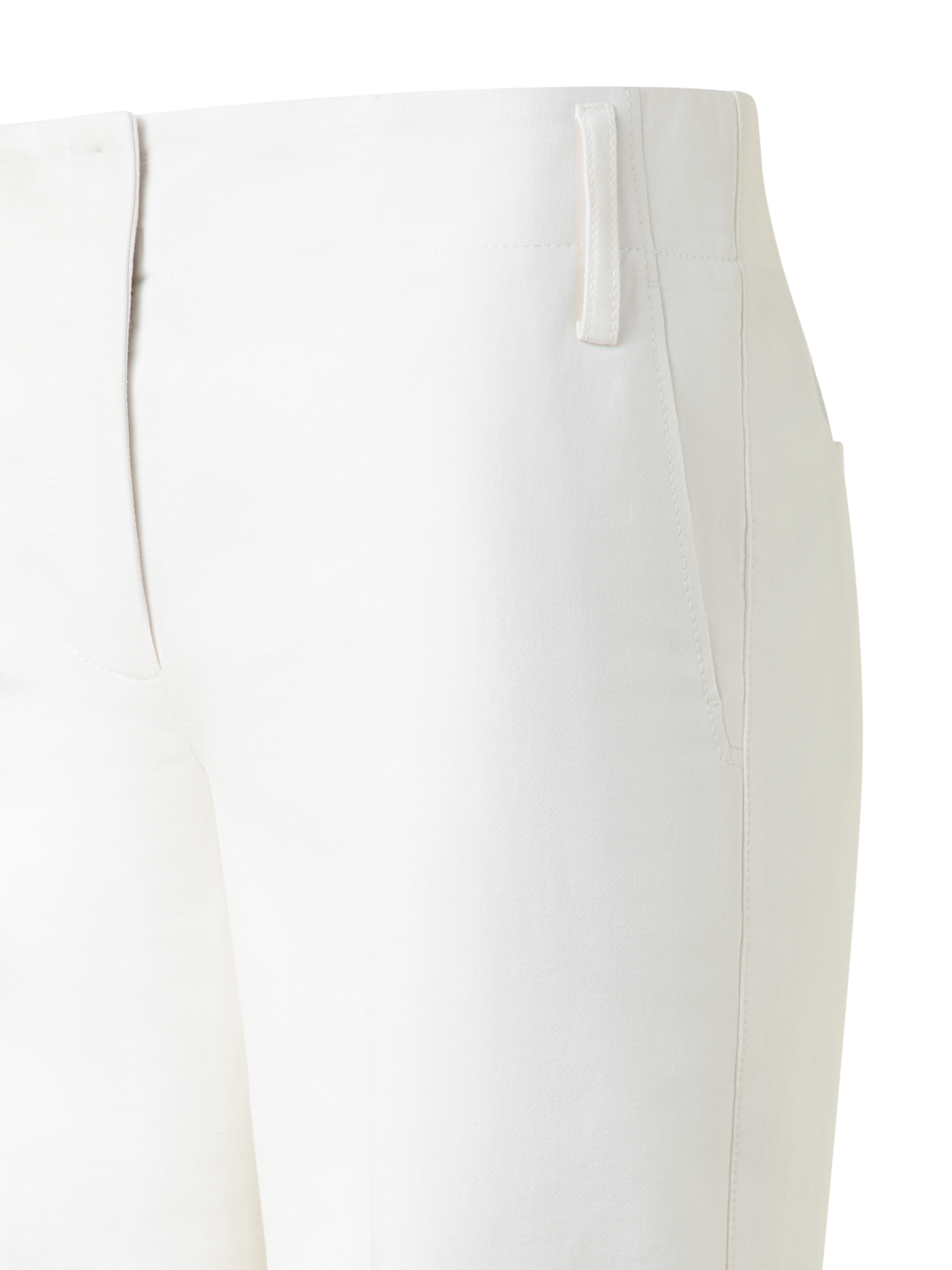 Designer Tapered Hose aus Baumwoll-Seiden-Doubleface - Ecru - Weiss
