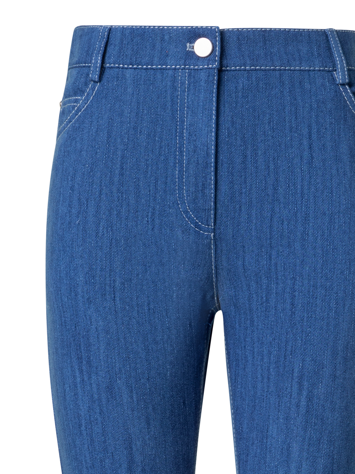 Designer Cropped Gerade Hose aus Stretch Baumwoll-Denim - Blau