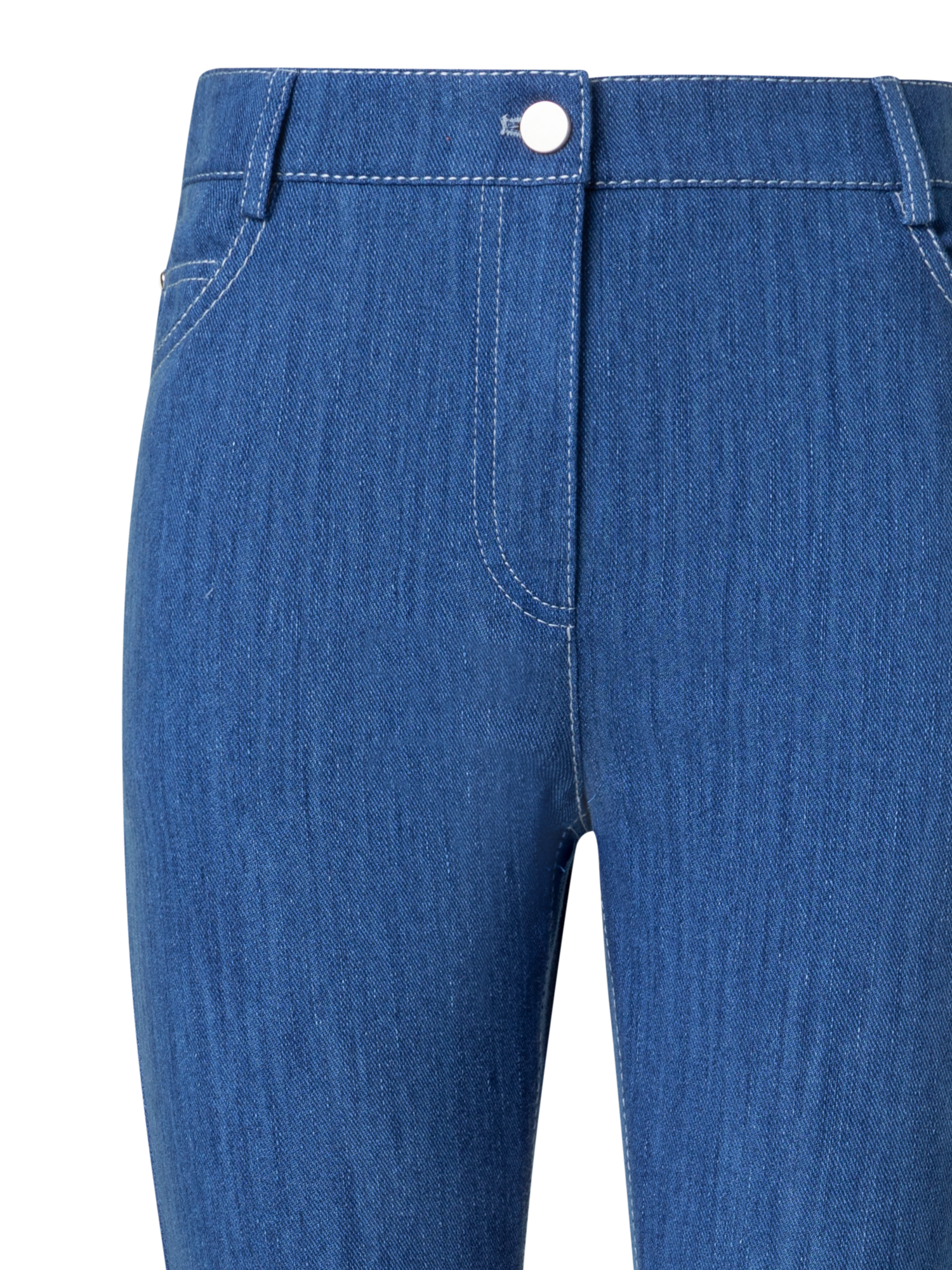 Designer Cropped Gerade Hose aus Stretch Baumwoll-Denim - Blau