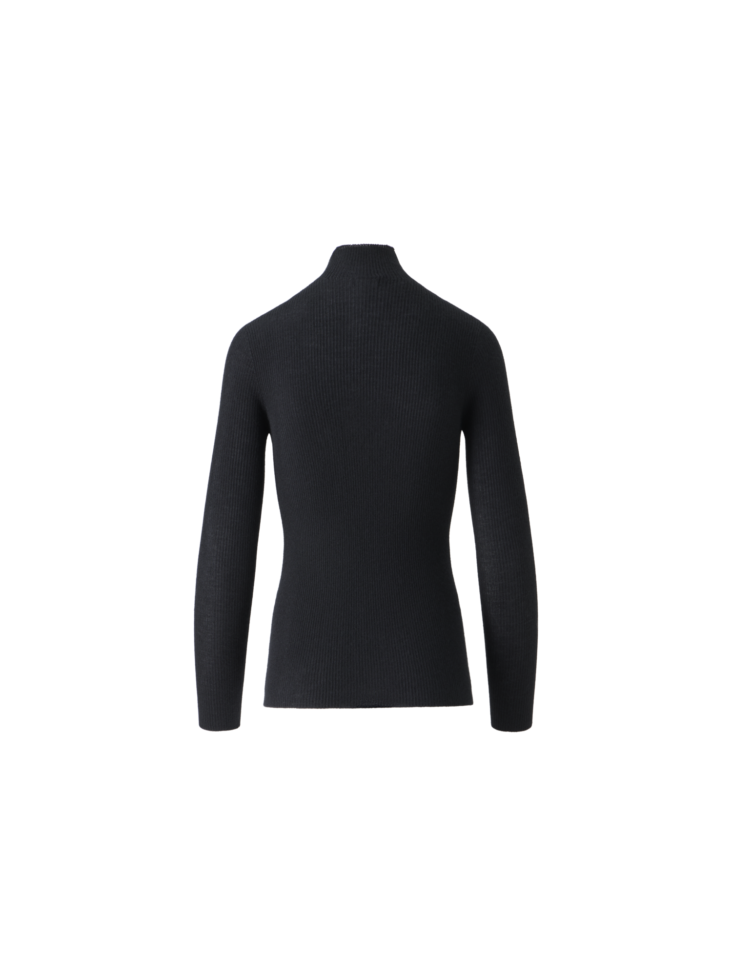 Designer Kaschmir-Seiden-Strickpullover mit Stehkragen - Schwarz