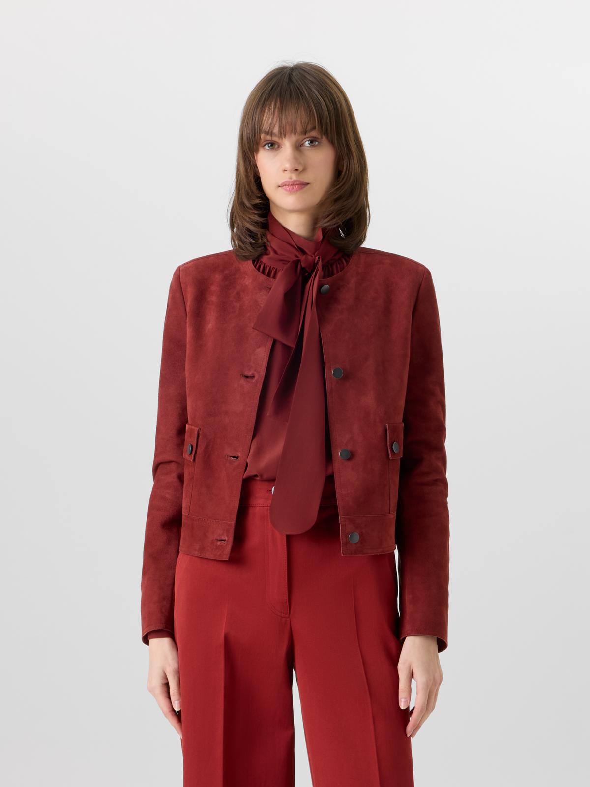 Designer Langärmelige Jacke aus Wildleder - Rot #editorial