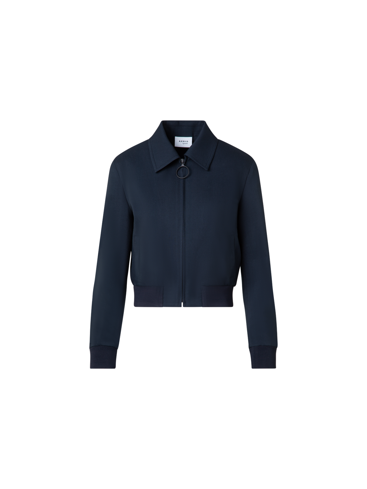 Designer Kurze Bomberjacke aus Cool Wool - Dunkelblau - Blau