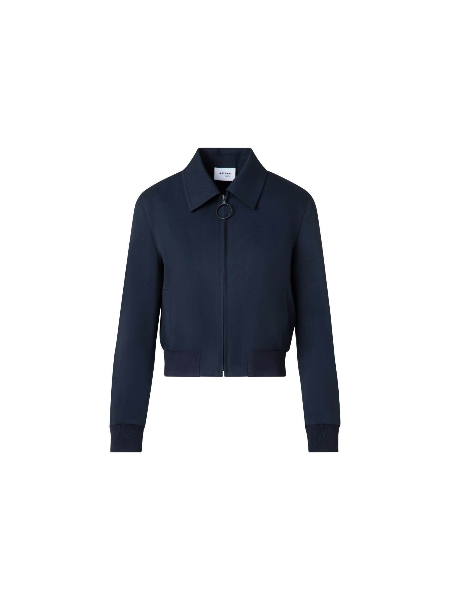 Designer Kurze Bomberjacke aus Cool Wool - Dunkelblau - Blau