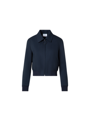 Designer Kurze Bomberjacke aus Cool Wool - Dunkelblau - Blau