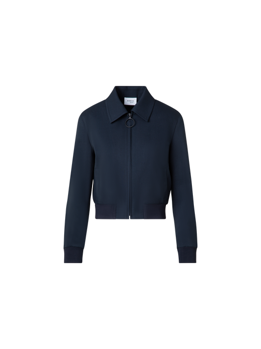 Designer Kurze Bomberjacke aus Cool Wool - Dunkelblau - Blau