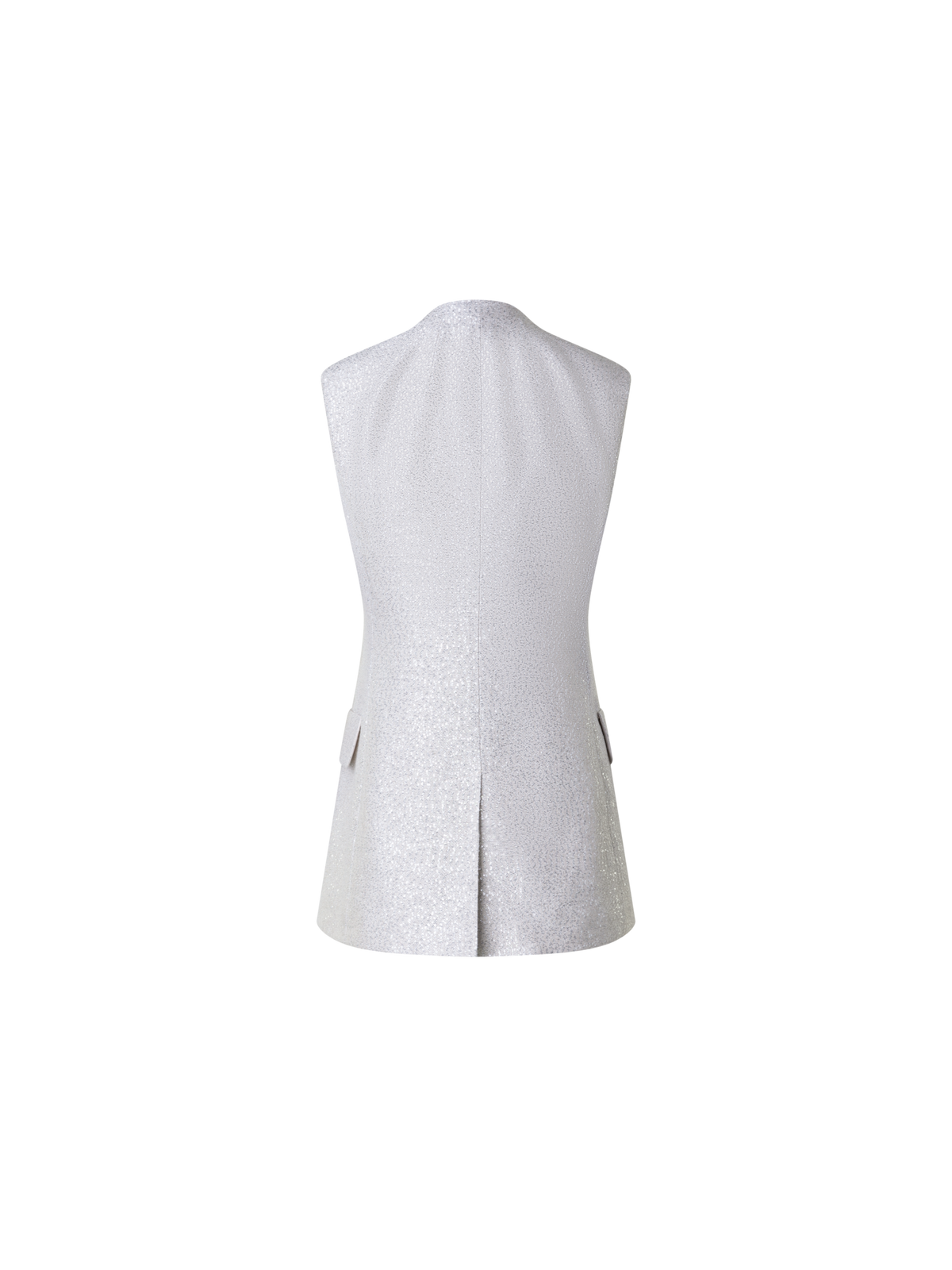 Designer Lange Weste aus Leinenmischung mit Pailletten - Grau