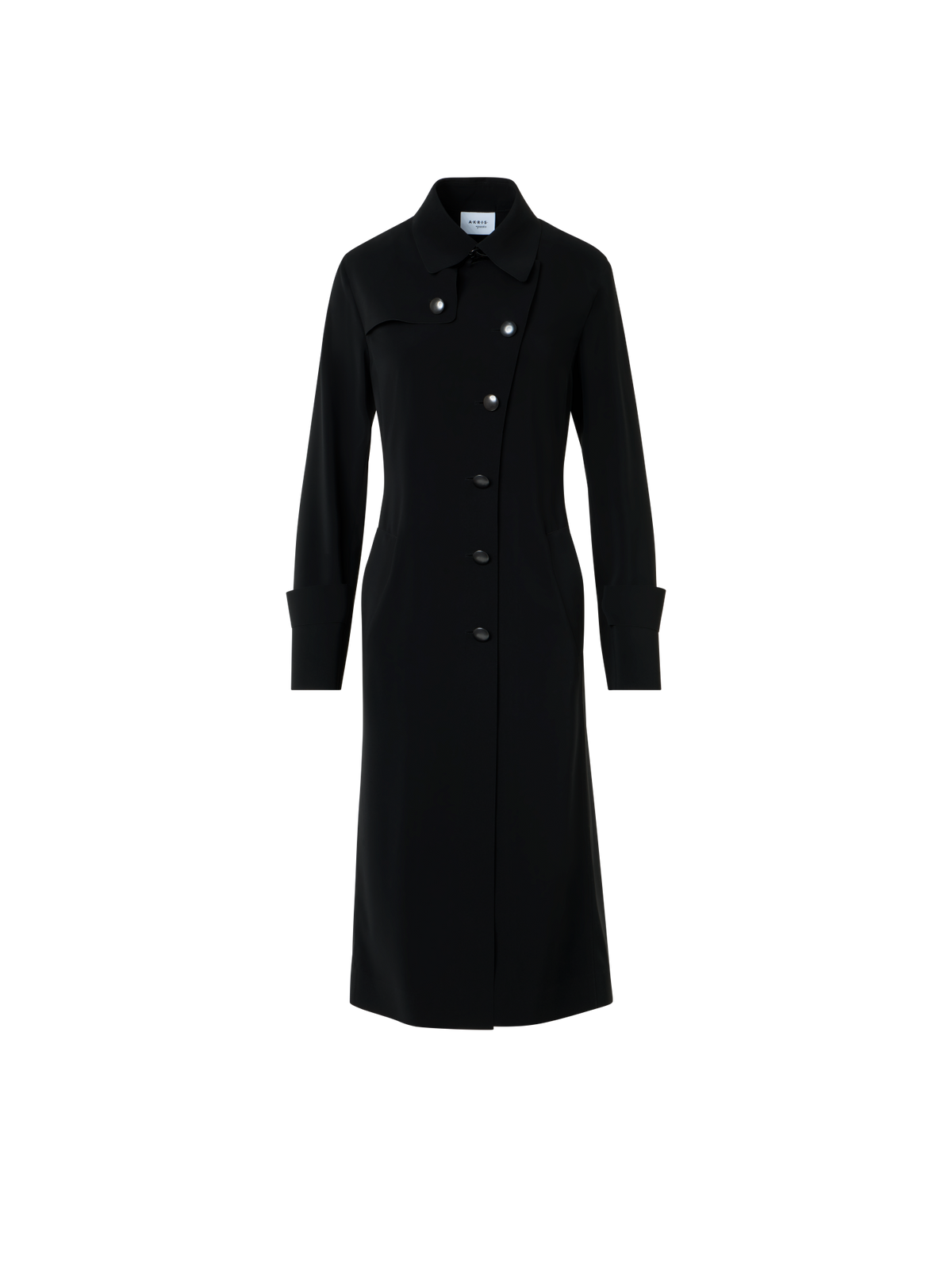Designer Laser-Cut Trenchcoat aus Crêpe - Schwarz