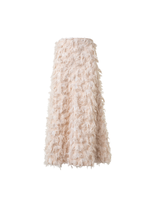 Designer A-Linien-Midirock in 3D-Jacquard - Beige