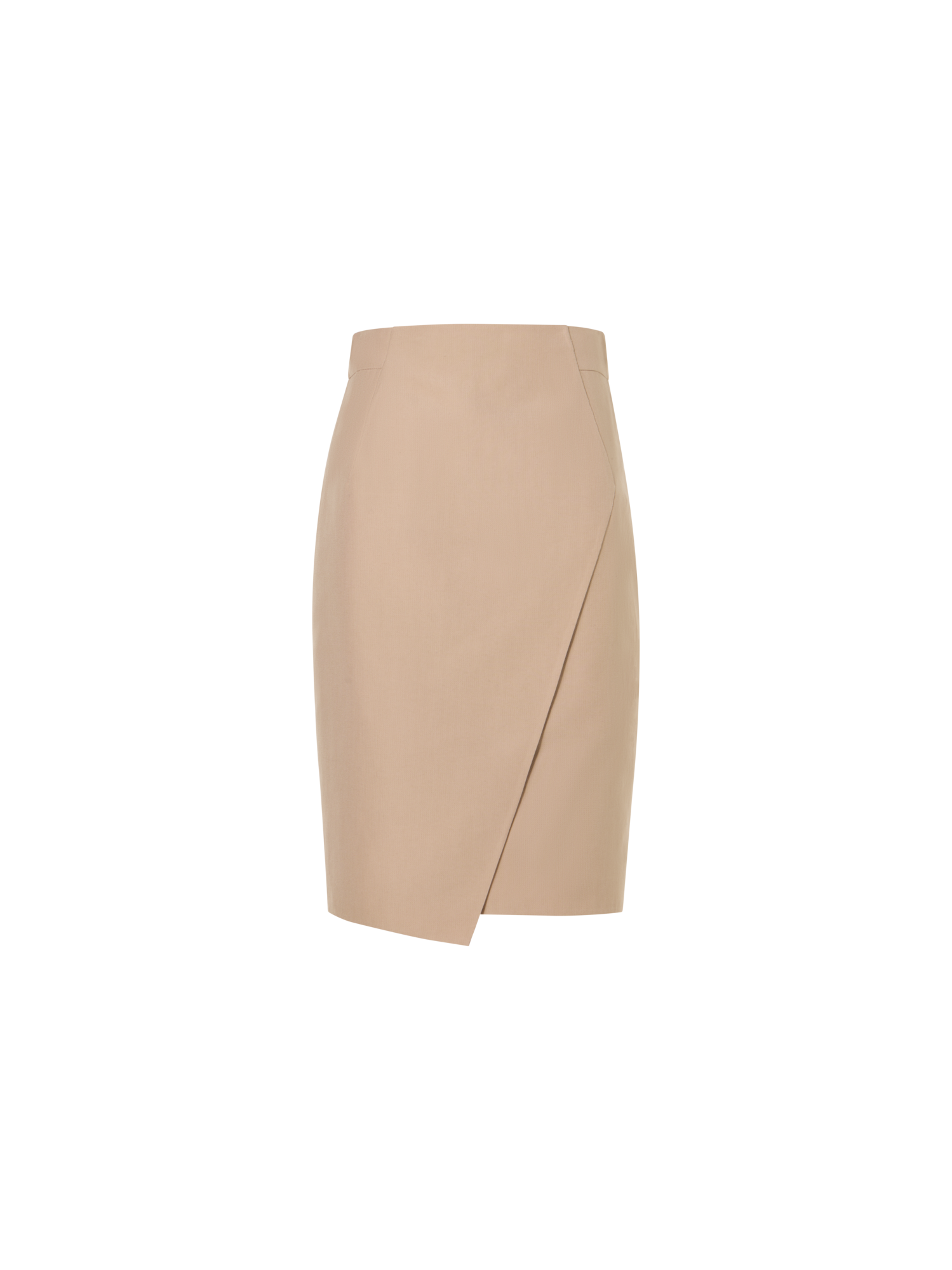Designer Bleistiftrock aus Baumwoll-Seide-Doubleface - Beige