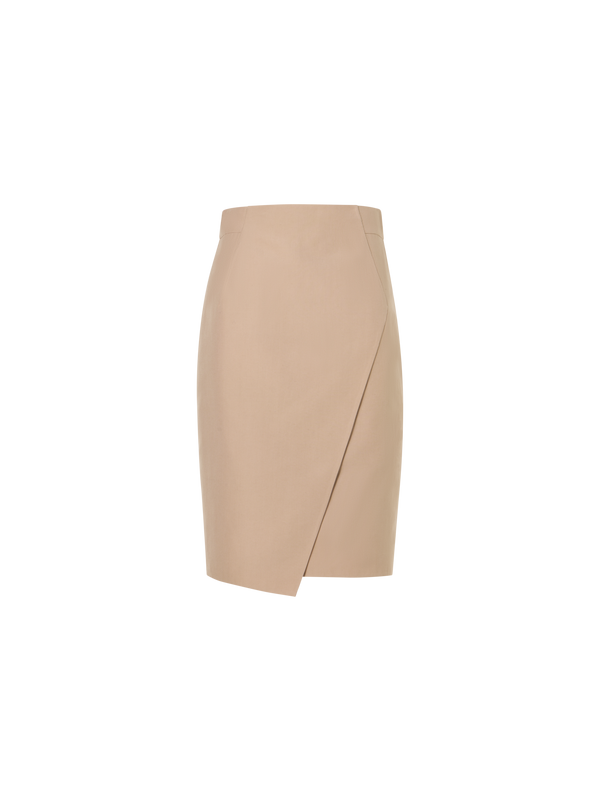 Designer Bleistiftrock aus Baumwoll-Seide-Doubleface - Beige