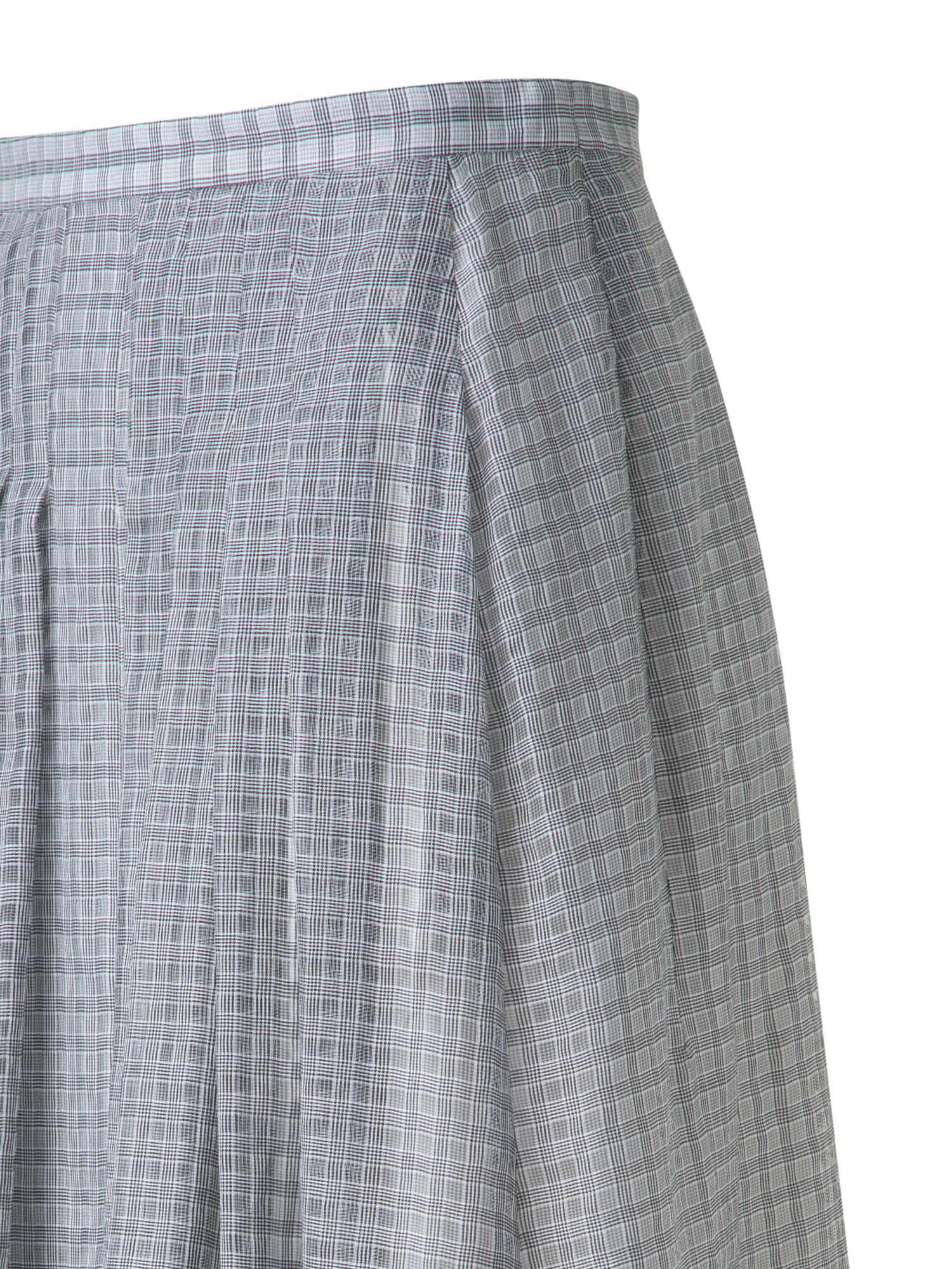 Designer Ausgestellter Midirock mit kleinem Baumwoll-Karomuster - Schwarz - Grau - Bunt