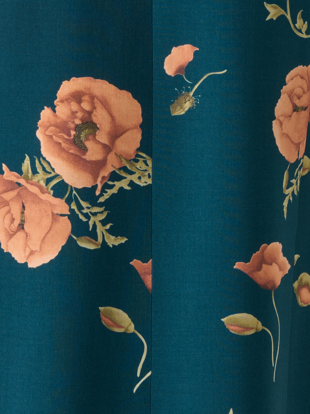 Designer Woll-Doubleface-Etuikleid mit Anemone Druck - Grün - Bunt