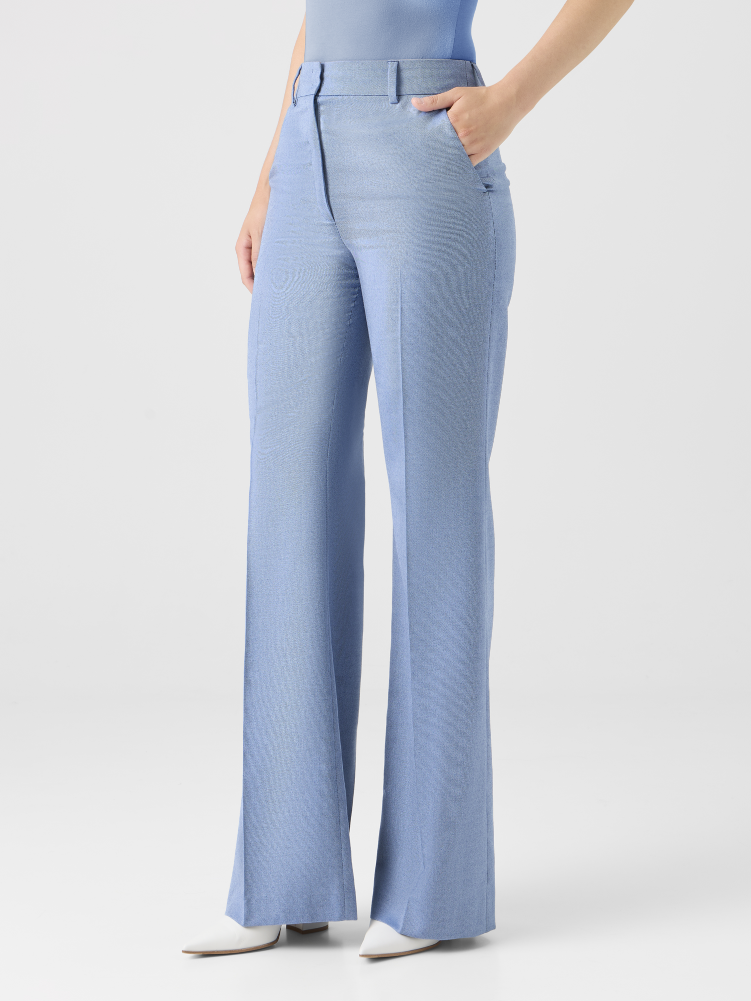 Designer Weite Hose aus Kaschmir-Seiden-Gabardine 