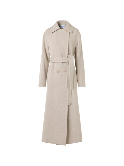 Designer Maximantel aus Wollmischung mit Fischgrat - Beige