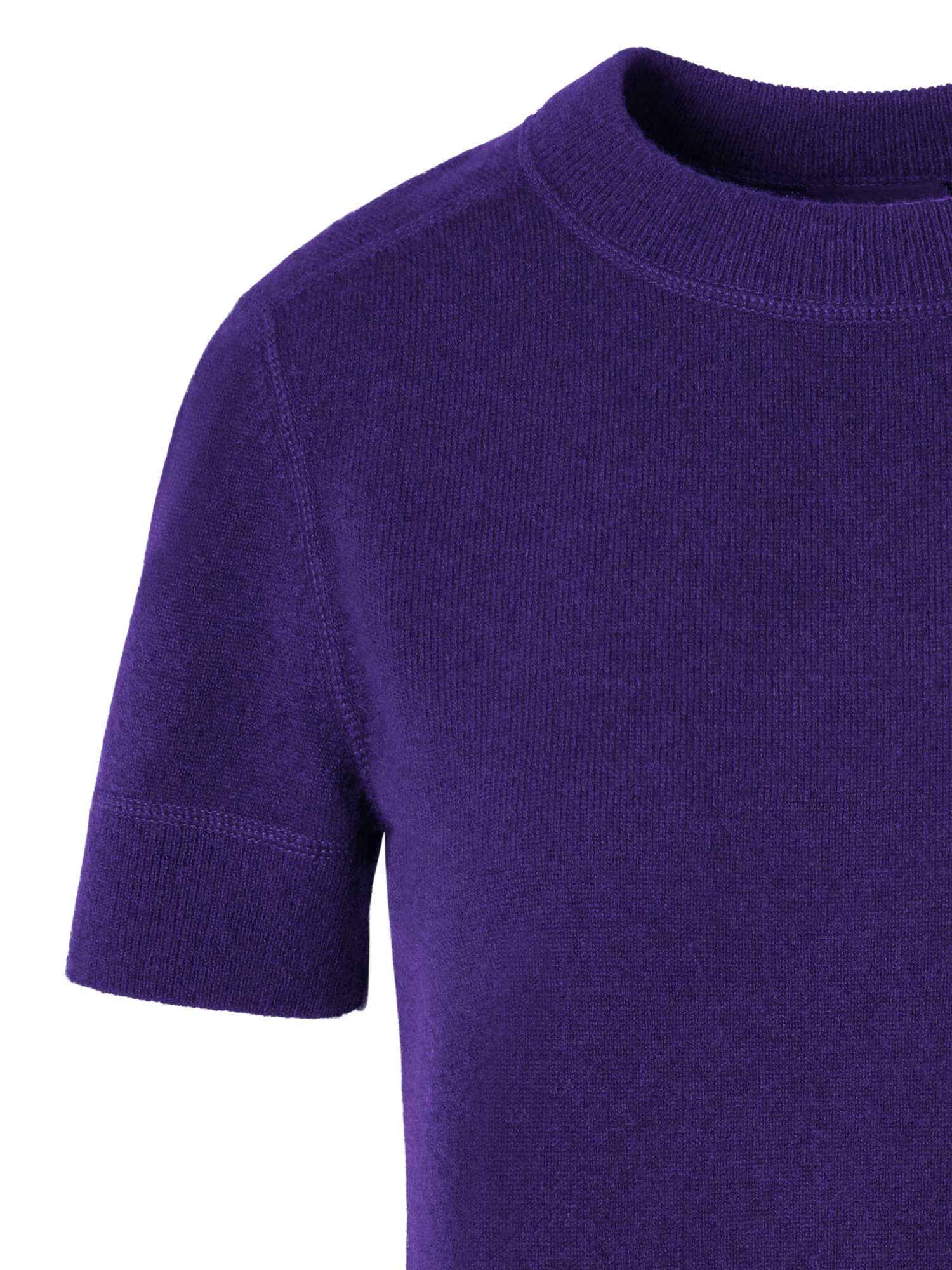 Designer Kurzärmeliger Strickpullover aus Kaschmir - Violett